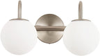 Modern Bathroom Vanity Light Fixtures Brushed Nickel 2 Lights Milk White Globe by ZHUOERLighting