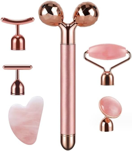 7pcs Facial Jade Roller and Gua Sha Kit, 100% Natural Jade Stone Face Massager by Unknown