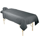 ForPro Premium Flannel 3-Piece Massage Sheet Set, Cool Grey, Stain and - Image 3