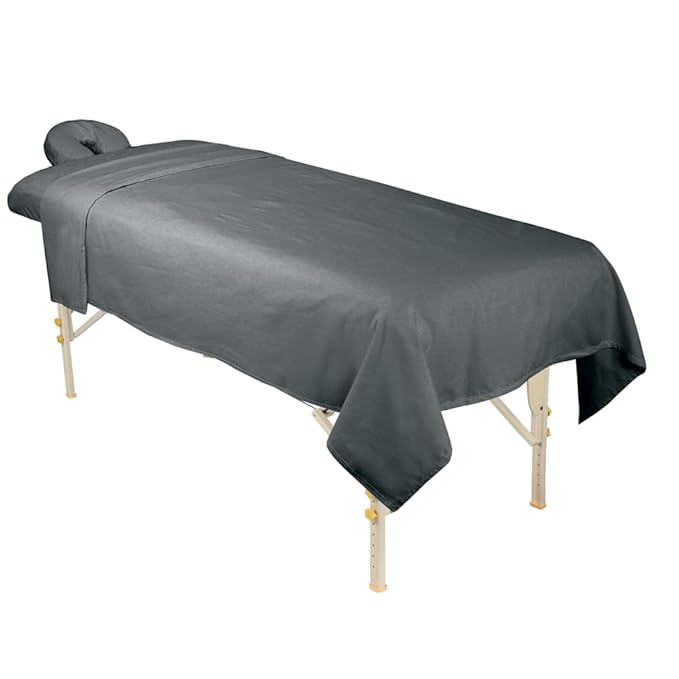 ForPro Premium Flannel 3-Piece Massage Sheet Set, Cool Grey, Stain and - Image 3