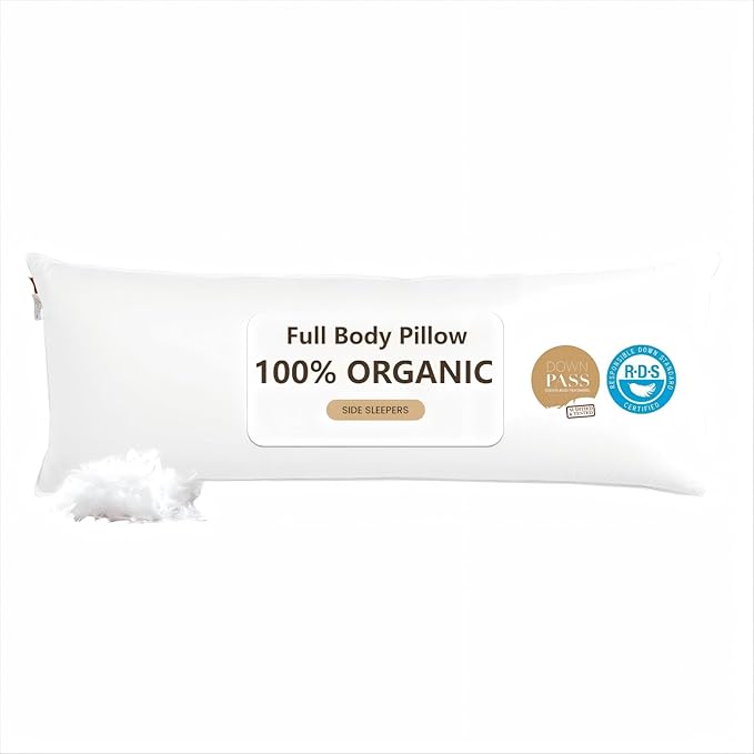 Goose Down Body Pillows for Adults, Large Body Pillow for Side Sleeper by Bildenly