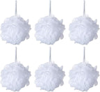 Bath Sponge Loofah Shower Pouf White Mesh Shower Puff Pack of 6 by iboodi