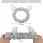 AHONEY Animals Ears Headbands, Cute Makeup Spa Fuzzy Skincare Headband - Image 4