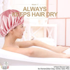 Shower Cap for Women Reusable Extra Large Shower Caps for Men Satin Double - Image 3