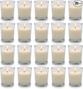 Set of 20 White Votive Candles Clear Glass Filled Unscented Soy Wax Candle by BERYSCEN