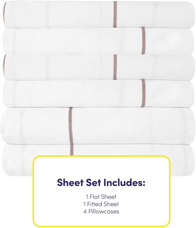 Queen Sheets Window Pane White - Image 4