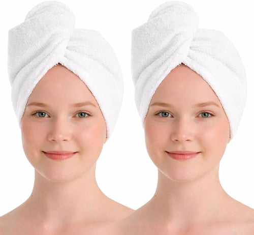 100% Turkish Cotton Hair Towel Wrap 2 Pack – Oeko-TEX Certified Quick Dry Turban by Seritaine