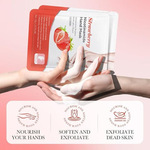 6-Pack Strawberry Nicotinamide Hand & Foot Mask - Image 2