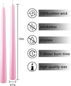 WPONSZU Set of 14 Pink Taper Candles, 7-8 Hours Burn Time, Smokeless and - Image 6
