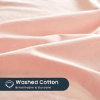 Wake In Cloud - Cotton Duvet Cover Set, Full Size, 100% Washed Cotton, Linen - Image 7