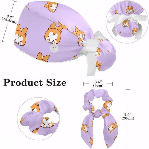 Adjustable Brown Dachshund Dog Blue Surgical Scrub Cap - Image 2