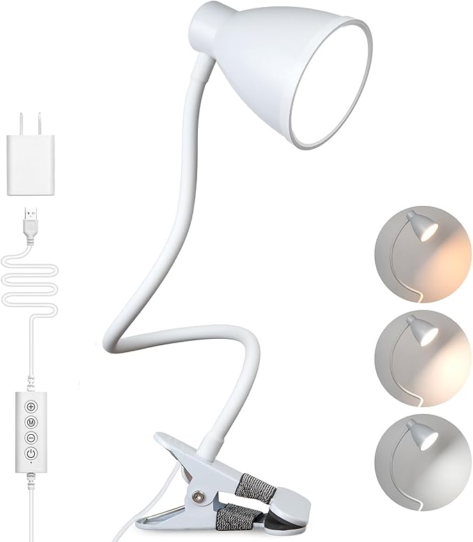 BOHON Clamp Lamp Reading Light 5 Color Modes 10 Brightness Dimmer Bedside Lamp by BOHON