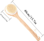 Body Brush Dry Brushing Back Scrubber Shower Bath Brush Bamboo Wood Long Handle - Image 6