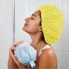 Reusable Shower Cap for Women, Large Waterproof Shower Bonnet Washable Elastic - Image 4