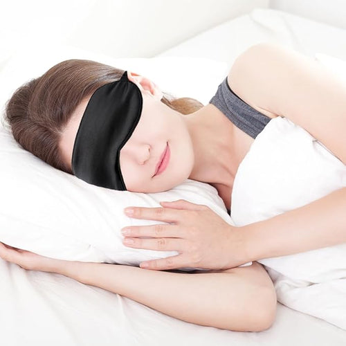 2 PCS Black Satin Sleep Masks, Adjustable Silk Eye Mask - Image 2