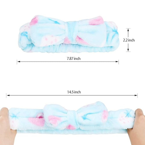 8 Pack Spa Headbands, Coral Fleece Makeup Bow Headbands, Terry Cloth Face Hair - Image 2