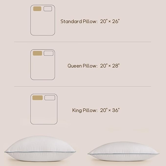 BHZ King Size Pillows Set of 4 Feather Down Hotel My King Pillows Bed Goose - Image 9