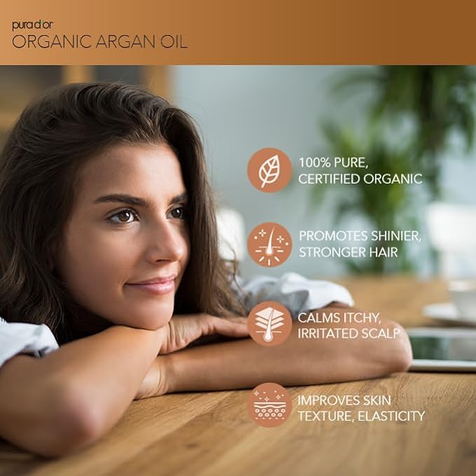 PURA D'OR 4 Oz Organic Moroccan Argan Oil – 100% Pure Cold-Pressed Virgin Grade - Image 2
