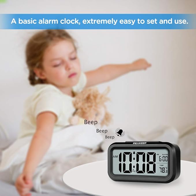 Peakeep Night Light Digital Alarm Clock Battery Operated - Image 2
