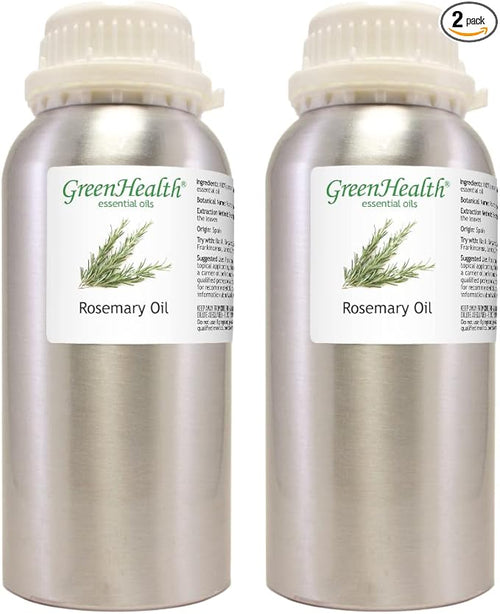 2 Bottles - 16 fl oz Rosemary Essential Oil, Aluminum Bottle - GreenHealth by Greenals