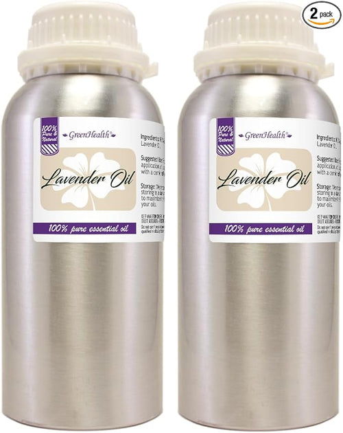 2 Bottles – GreenHealth Lavender Essential Oil – 16 fl oz Each – 100% Pure & by Greenals