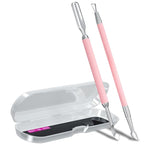 2PCS Metal Pink Cuticle Pusher and Scraper, Nail Trimmer Cutter Stainless Steel by GA%26EN