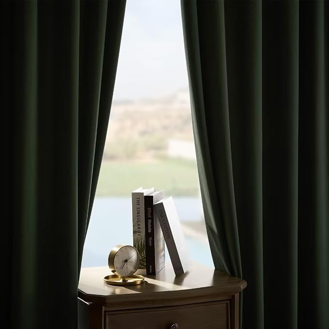 Joydeco Dark Olive Velvet Curtains 120 inch Length 2 Panels, Luxury Blackout - Image 4