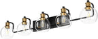 Tipace Vintage Vanity Light Fixture, 5-Light Industrial Black & Gold Bathroom - Image 2
