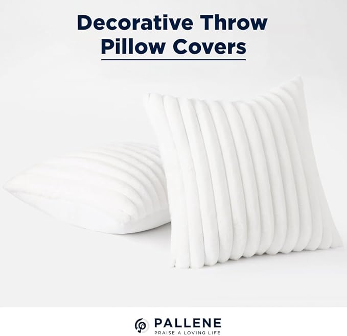 Pallene Faux Fur Plush Throw Pillow Covers 18x18 Set of 2, Luxury Soft Fluffy - Image 5