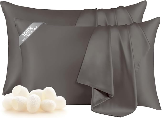 THXSILK Set of 2 Mulberry Silk Pillow Cases, 100% Mulberry Silk Pillowcase by THXSILK