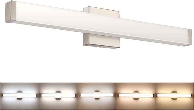 Bathroom Vanity Light Brushed Nickel Square LED 24 inch 14W 4000K Natural White by Enjoyyourhealthylife