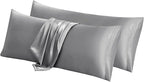 Aormenzy Satin Body Pillow Cover Set of 2, 20x54 Inches Silver Grey Case by Aormenzy