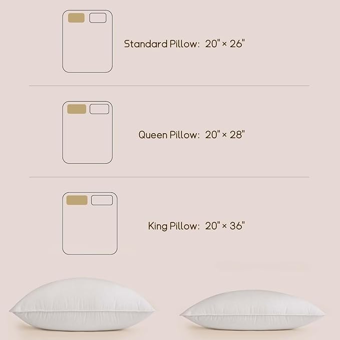 BHZ King Size Pillows Feather Down Set of 2 Hotel My King Pillows Bed Goose - Image 9
