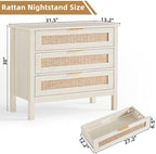 LEYAOYAO 31.5" Wide Rattan Night Stand, Large Boho Nightstand, Bedside Table - Image 2