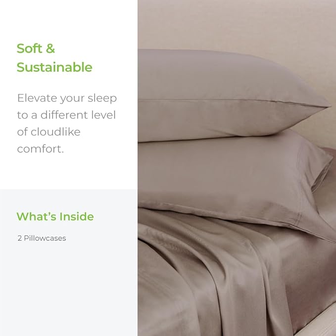 Cariloha Classic 2-Piece Twill Pillowcase Set | Beach Linen | Standard | - Image 3