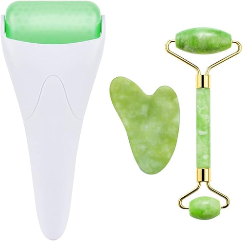 AECW 3-in-1 Natural Jade Roller and Gua Sha Set by AECW
