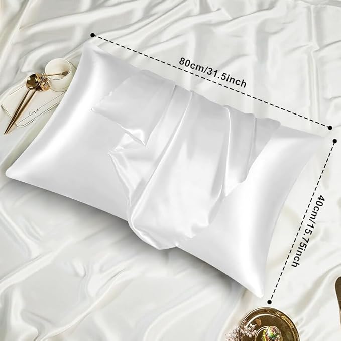 AUAUY 2 Pack Satin Silk Pillowcase, 15.75x31.50inches Silk Pillowcases - Image 2