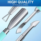 2PCS Metal Teal Cyan Cuticle Pusher and Cutter Remover Salon Stainless Steel - Image 6