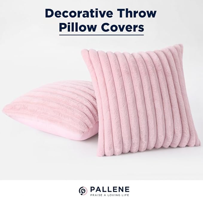 Pallene Faux Fur Plush Throw Pillow Covers 22x22 Set of 2, Luxury Soft Fluffy - Image 7