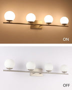 New Bathroom Vanity Light Fixtures 4 Lights Brushed Nickel Glass Shade Modern - Image 5