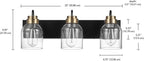 Globe Electric 63000200 22" 3-Light Vanity Light, Matte Black, Matte Brass - Image 8