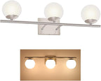 New Bathroom Vanity Light Fixtures 3 Lights Brushed Nickel Glass Shade Modern by Enjoyyourhealthylife