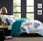 Duvet Cover Set, 600 Thread Count Cotton White Leaf Floral Pattern Print - Image 2