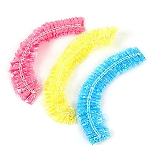 100Pcs Disposable Elastic Plastic Shower Caps Bath Hair Cap - Image 2