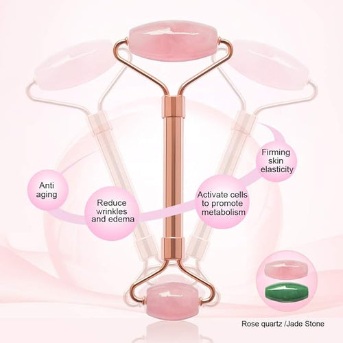 2 Pack Jade Facial Roller & Rose Quartz Face Roller - Image 2