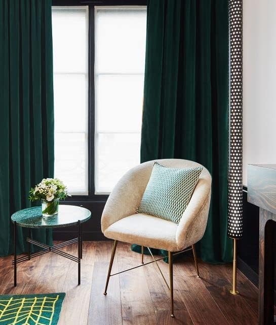 Joydeco Dark Green Velvet Curtains 96 inch Length 2 Panels Burg Set, Luxury Rod - Image 7