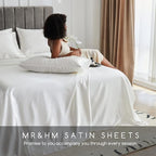 MR&HM Satin Bed Sheets, California King Size Sheets Set - Image 6