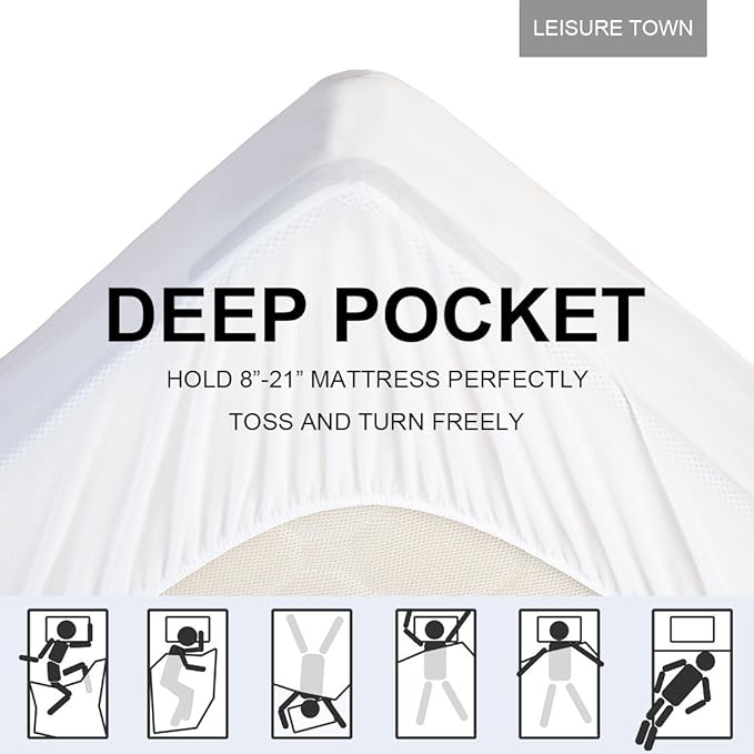 LEISURE TOWN Cotton Mattress Pad California King Fitted Quilted Mattress Cover - Image 5
