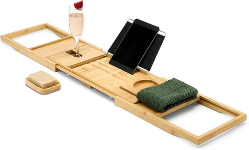 Amazon Basics Expandable Bamboo Bathtub Tray Caddy, 29.5-43 in, Spa Bath by AmazonBasics
