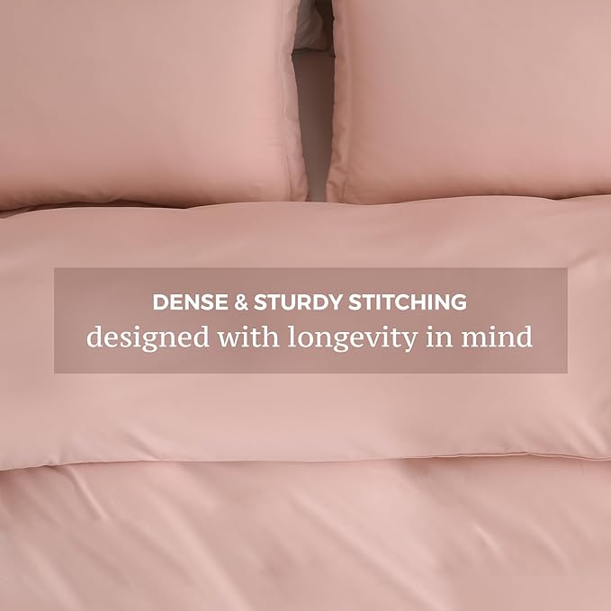 JSD Dusty Pink Duvet Cover Set Queen Size, 3 Piece Duvet Cover - Image 5